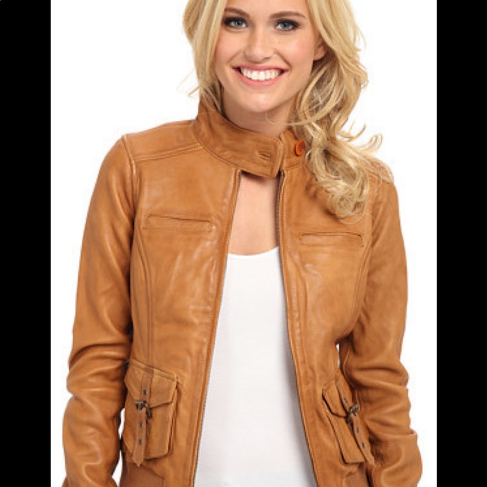 Lucky brand real leather bomber jacket size small
